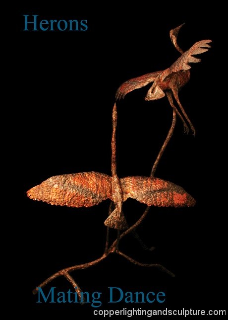 artscapelighting-copper-art-Heron Mating Dance 2