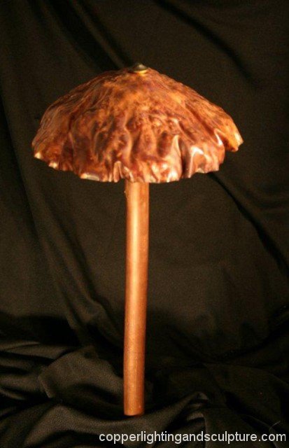ARTSCAPE LIGHTING STUDIOS Lighted Copper Sculptured Art --single mushroom