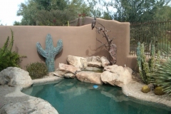 Copper Art Sculpture - Cactus and hawk in tree