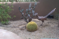 artscapelighting-copper-art-Roadrunner and pear cactus
