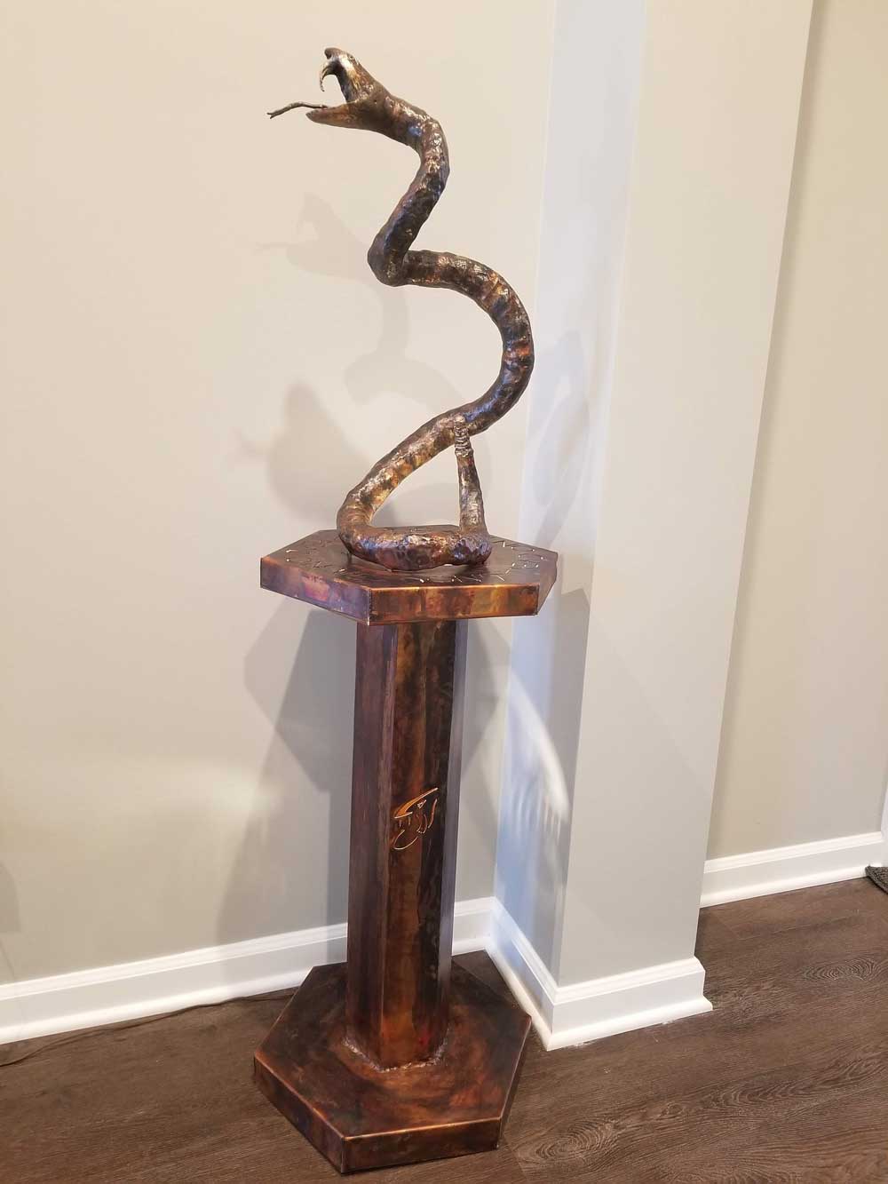 copper rattle snake sculpture 2