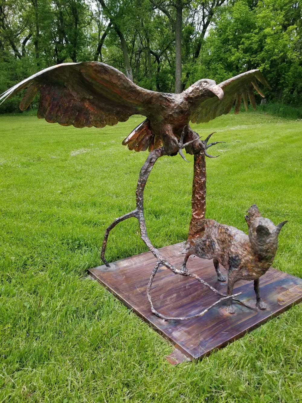 eagle fox copper sculpture 2